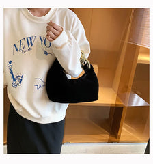 Faux Fur Chain Shoulder Bag for Women Winter Lady Tote Handbag