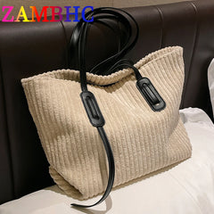 High Corduroy Shoulder Bags for Women Travel Tote Handbags