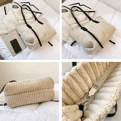 High Corduroy Shoulder Bags for Women Travel Tote Handbags