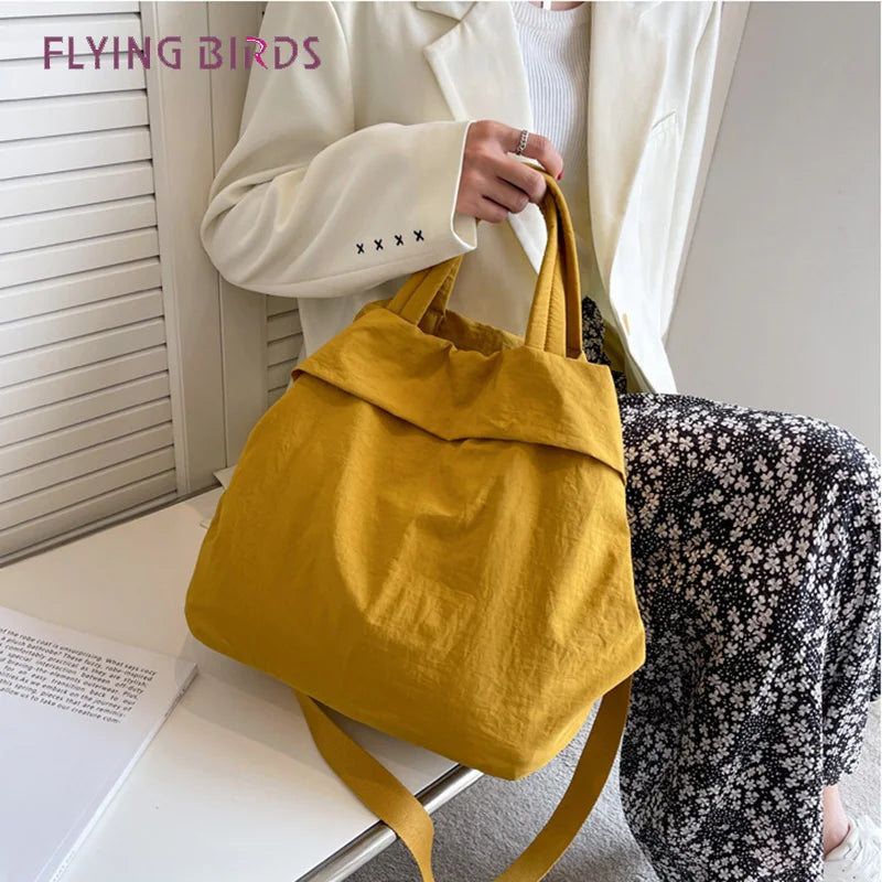 Nylon Shoulder Crossbody Bags for Women Solid Color Large Capacity