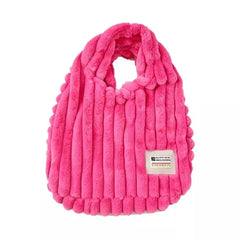 Women's Rose Pink Shoulder Bags Soft Plush Handbag
