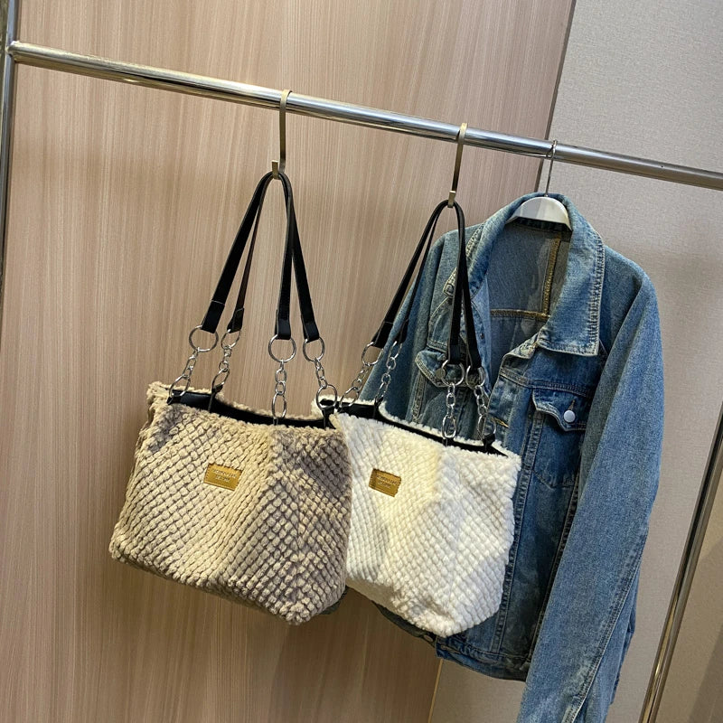Large Capacity Women's Shoulder Bags Faux Fur Crossbody Bag Handbags