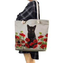 Eco-Friendly Japanese Style Cat Print Tote Bag