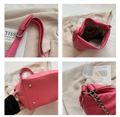 Large Capacity Quilted Shoulder Bag Women Winter Handbag Chain Crossbody Tote