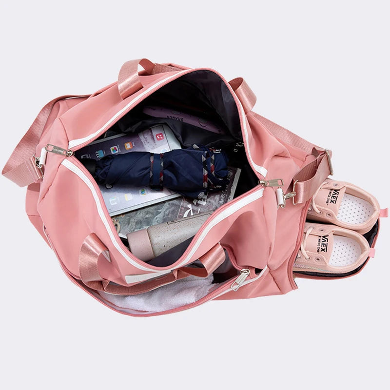 Large Waterproof Travel Bag Gym Duffle Yoga Tote with Shoe Compartment