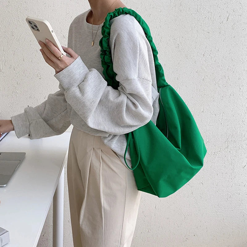 Large Green Women's Shoulder Bags Big Casual Tote Bag Pu Leather Hobos Handbags