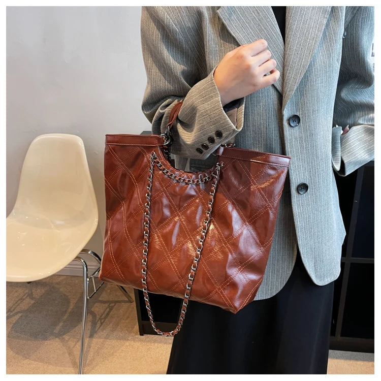 Large High-capacity Leather Handbags Women Tote Bag Crossbody Vintage Style
