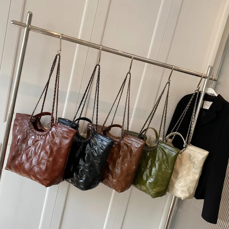 Large High-capacity Leather Handbags Women Tote Bag Crossbody Vintage Style