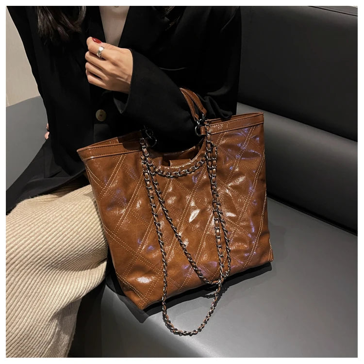 Large High-capacity Leather Handbags Women Tote Bag Crossbody Vintage Style