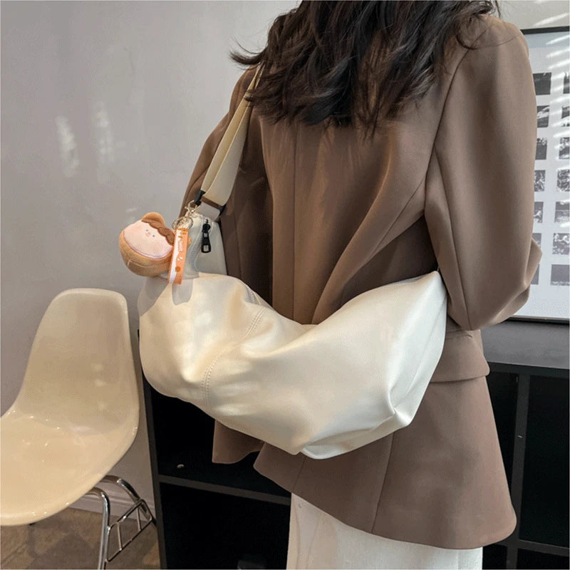 Large Shoulder Bag Crossbody Hobo Bag for Women Solid Vintage Female Sac