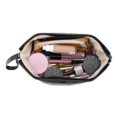Large Double Layer Makeup Bag PU Leather Travel Organizer Toiletry Pouch