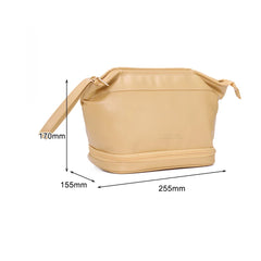 Large Double Layer Makeup Bag PU Leather Travel Organizer Toiletry Pouch