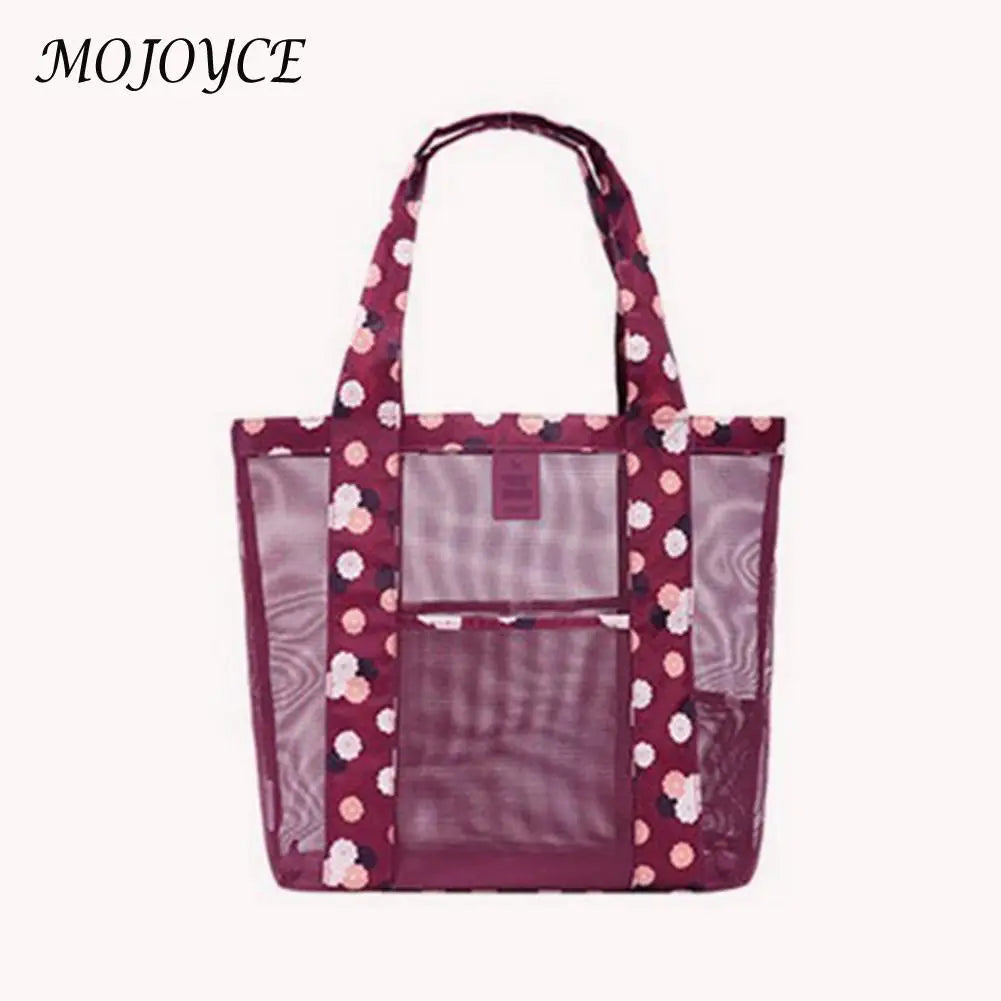 Large Mesh Beach Bag Women Travel Gym Nylon Shoulder Handbags High Capacity