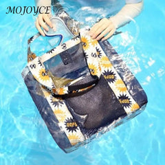 Large Mesh Beach Bag Women Travel Gym Nylon Shoulder Handbags High Capacity