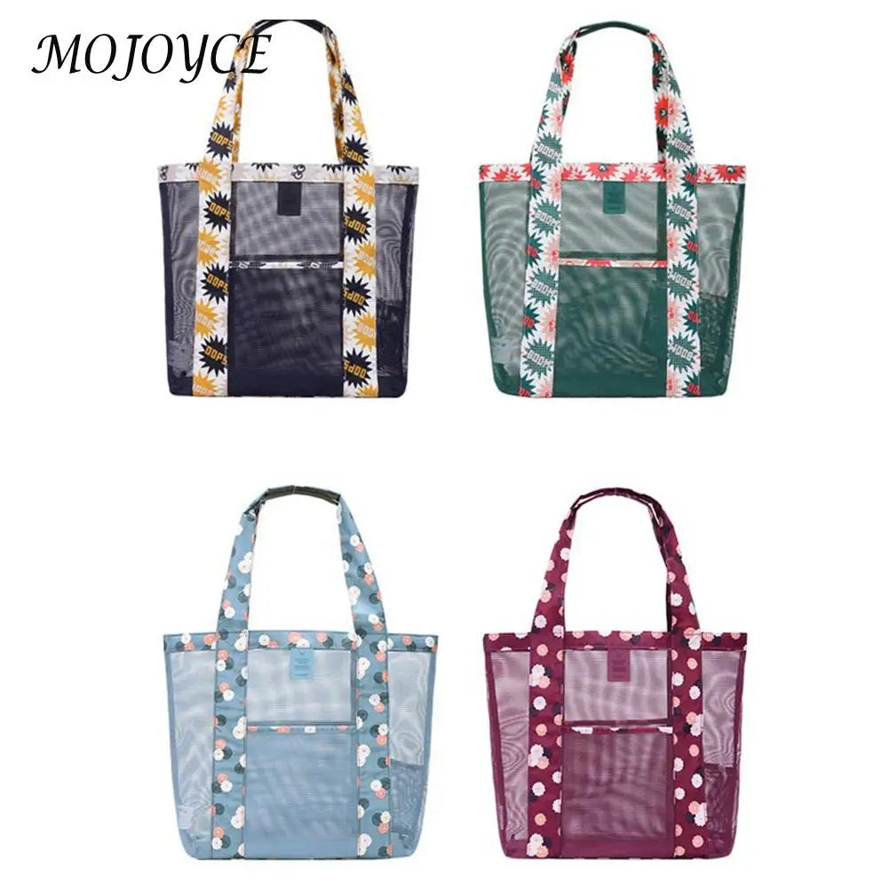 Large Mesh Beach Bag Women Travel Gym Nylon Shoulder Handbags High Capacity