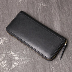 Cowhide Man Clutch Bag Soft Leather Long Wallet 6.5 Inch Mobile P