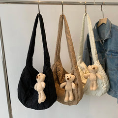 Nylon Crossbody Bag Women Winter Shoulder Handbag Shopper Casual Lady Solid