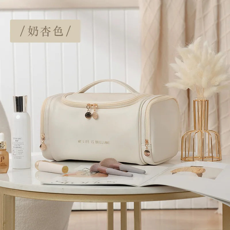 Large Opening Cosmetic Bag Makeup Storage Travel Toiletrie Organizer