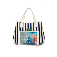 Striped Casual Tote Women's Handbag Shoulder Handbags Canvas Leather Bags
