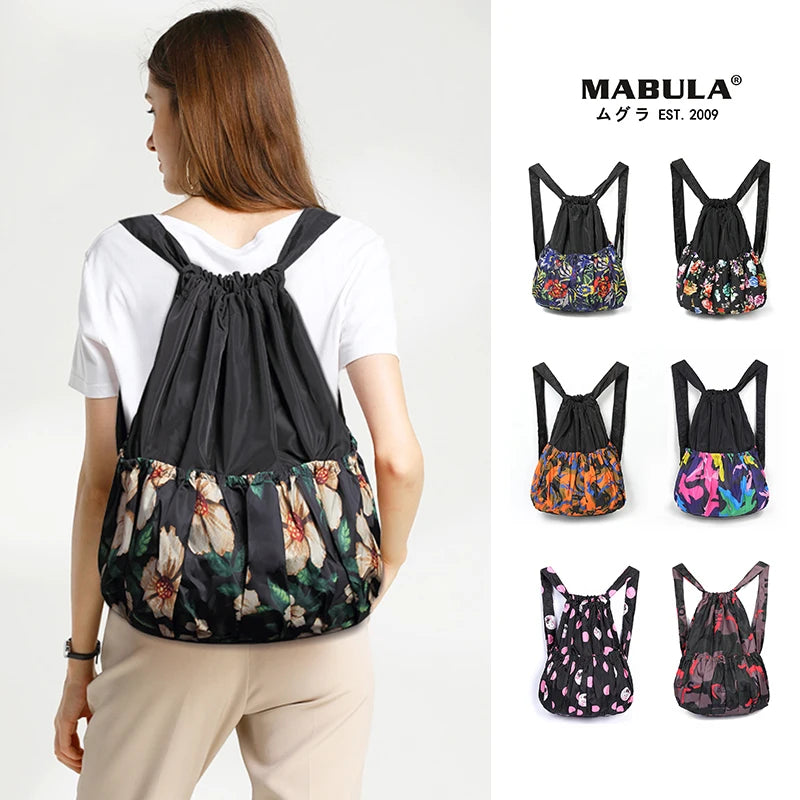 Vintage Drawstring Backpack Lightweight Waterproof Shopping Bag