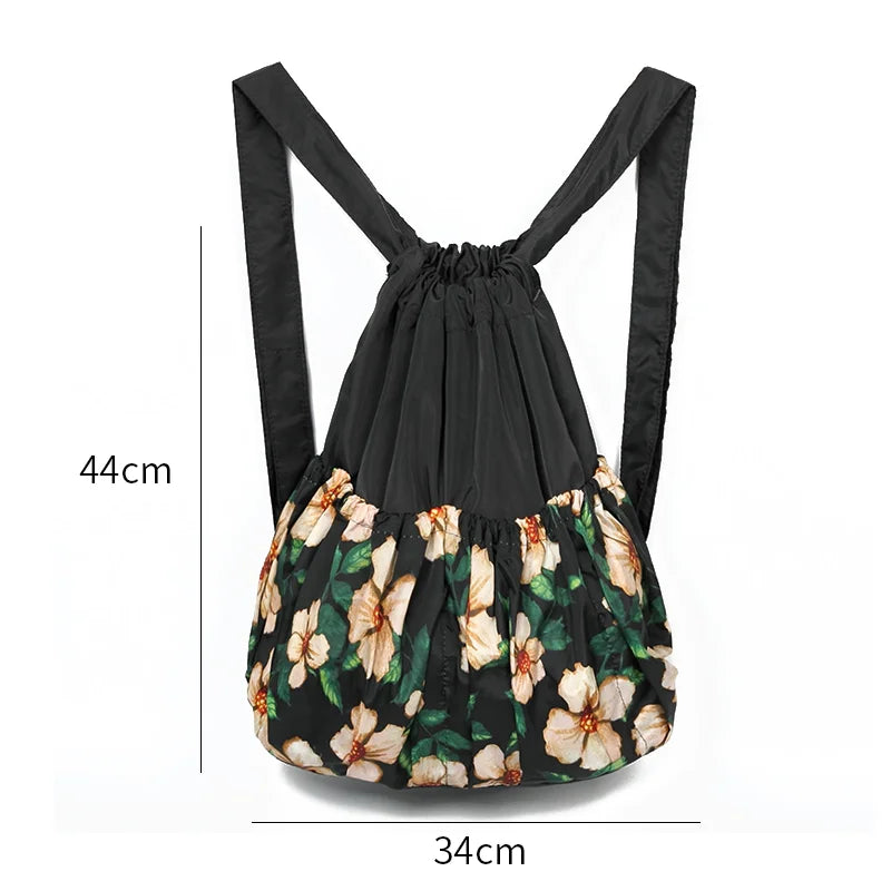 Vintage Drawstring Backpack Lightweight Waterproof Shopping Bag