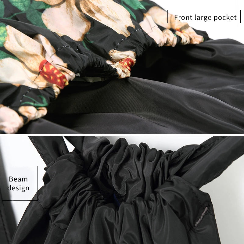 Vintage Drawstring Backpack Lightweight Waterproof Shopping Bag