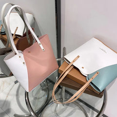 Large PU Leather Tote Bag Women Big Capacity Shopping Handbag