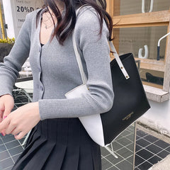 Large PU Leather Tote Bag Women Big Capacity Shopping Handbag