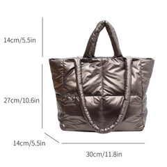 Quilted Large Shopper Bag Padded Cotton Handbag Tote Shoulder Bag