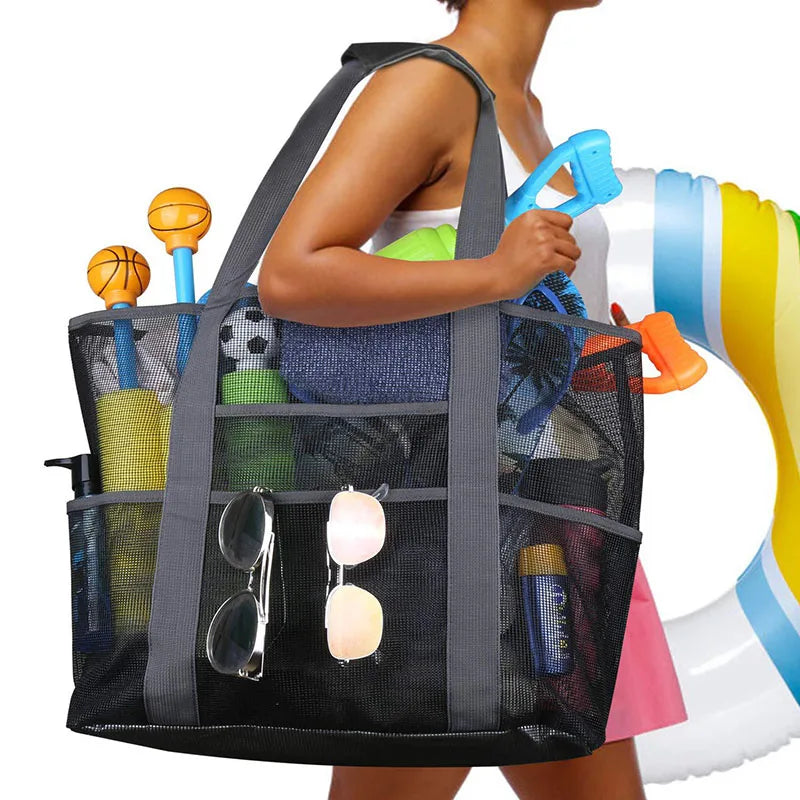 Large Beach Bag Mesh Durable Waterproof Underwear Pocket Tote