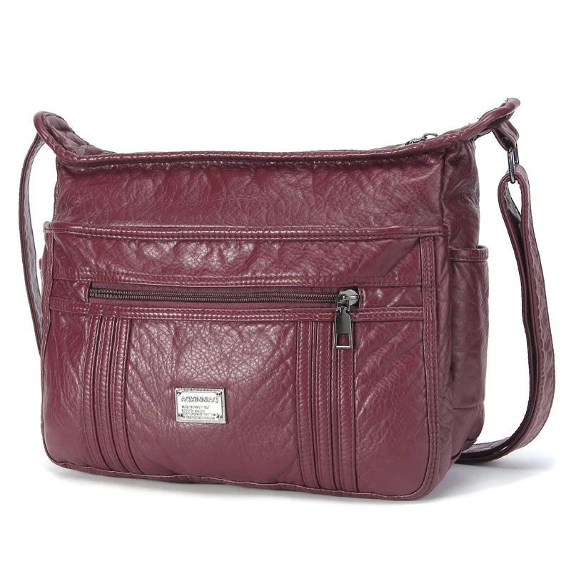 Large Soft Bag Casual Women Bag Purse Wash Pu Leather Shoulder Bag Handbag