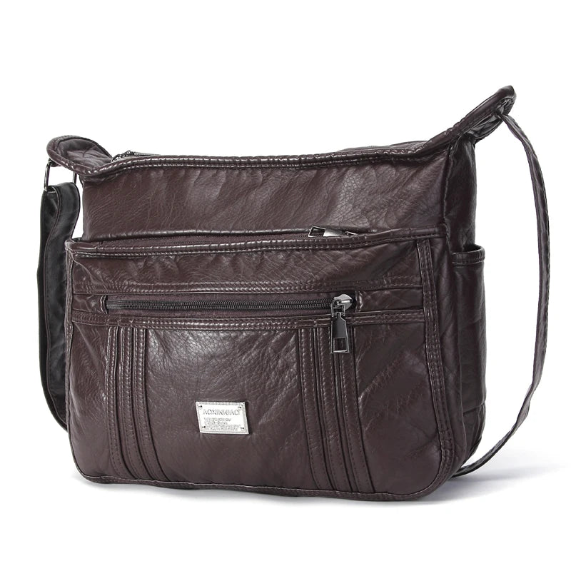 Large Soft Bag Casual Women Bag Purse Wash Pu Leather Shoulder Bag Handbag