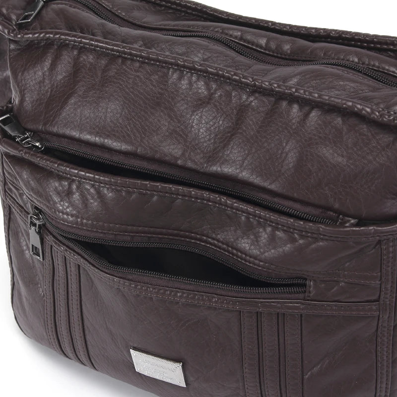 Large Soft Bag Casual Women Bag Purse Wash Pu Leather Shoulder Bag Handbag