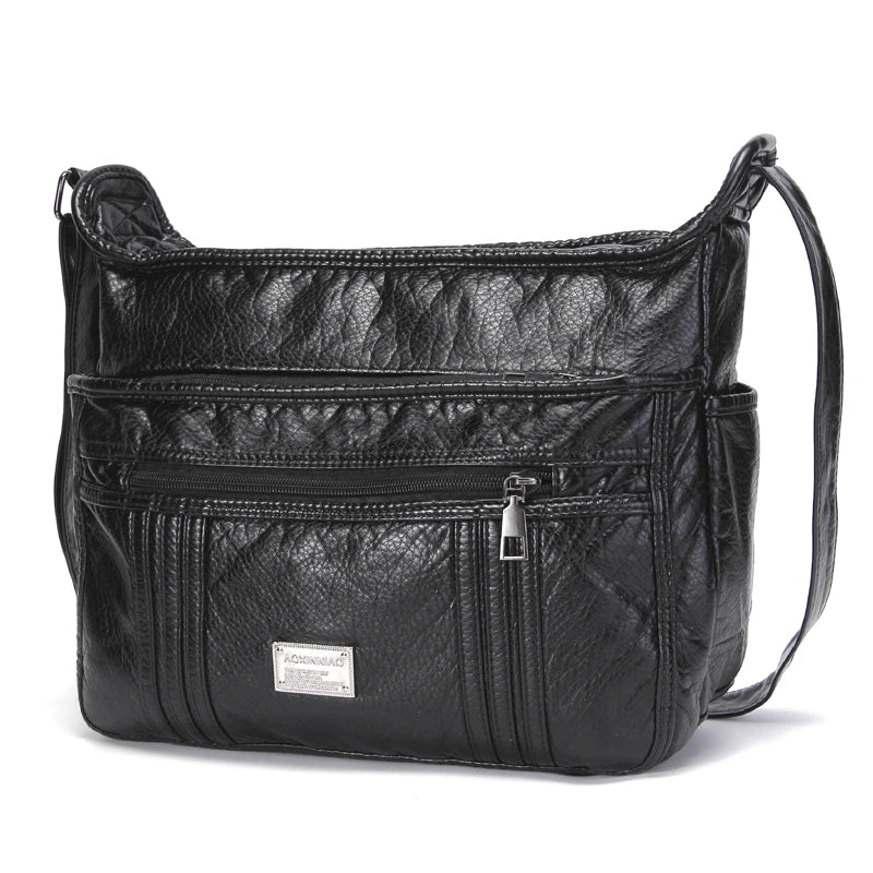 Large Soft Bag Casual Women Bag Purse Wash Pu Leather Shoulder Bag Handbag