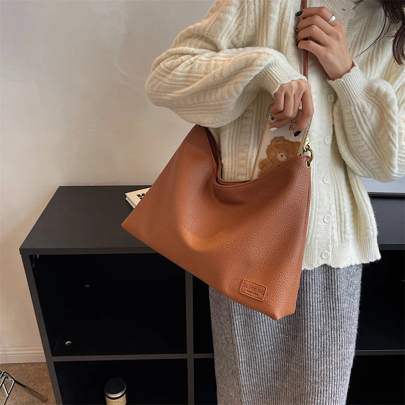 Large Soft Leather Crossbody Bag for Women High Shoulder Side Handbag