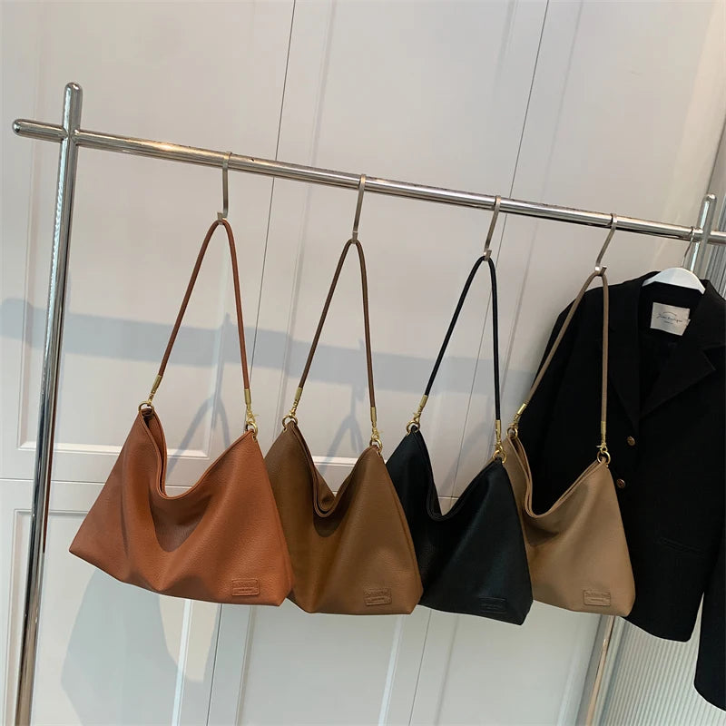 Large Soft Leather Crossbody Bag for Women High Shoulder Side Handbag