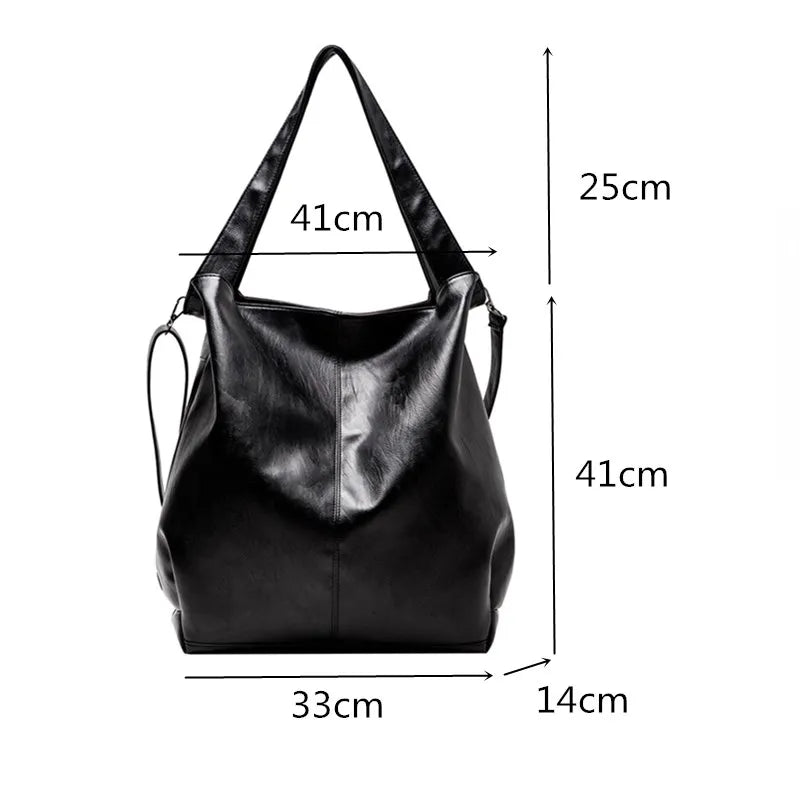 Large Soft Leather Shoulder Bag Retro Crossbody Bags for Women Big Tote Handbags