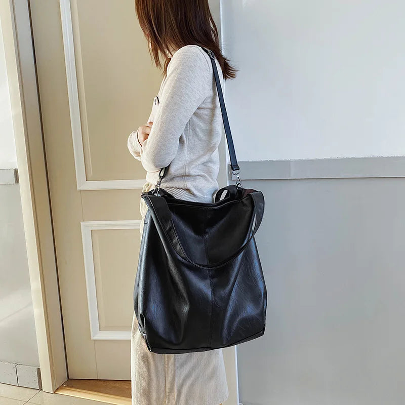 Large Soft Leather Shoulder Bag Retro Crossbody Bags for Women Big Tote Handbags