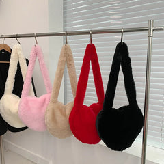 Plush Winter Tote Bag for Women Fluffy Fur Handbag
