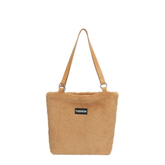 Winter Plush Tote Bag for Women Soft Fluffy Fur Lady Handbags