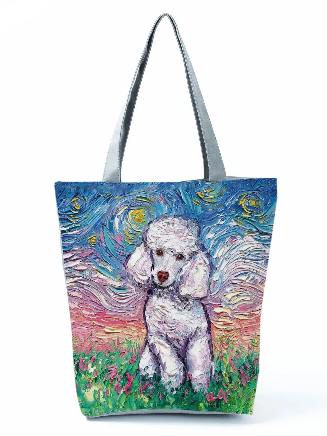 Large Starry Sky Dog Print Tote Shoulder Bag for Women