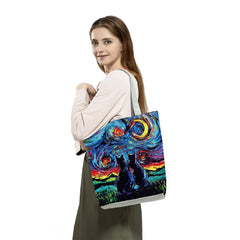 Large Starry Sky Dog Print Tote Shoulder Bag for Women