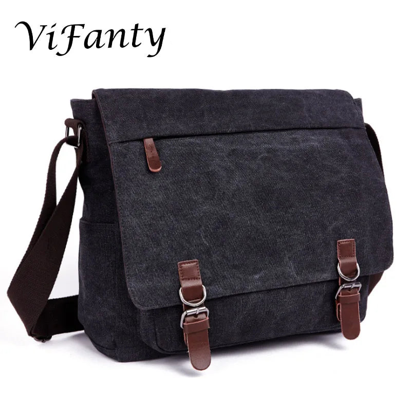 Vintage Canvas Messenger Shoulder Bag for 15inch Laptop