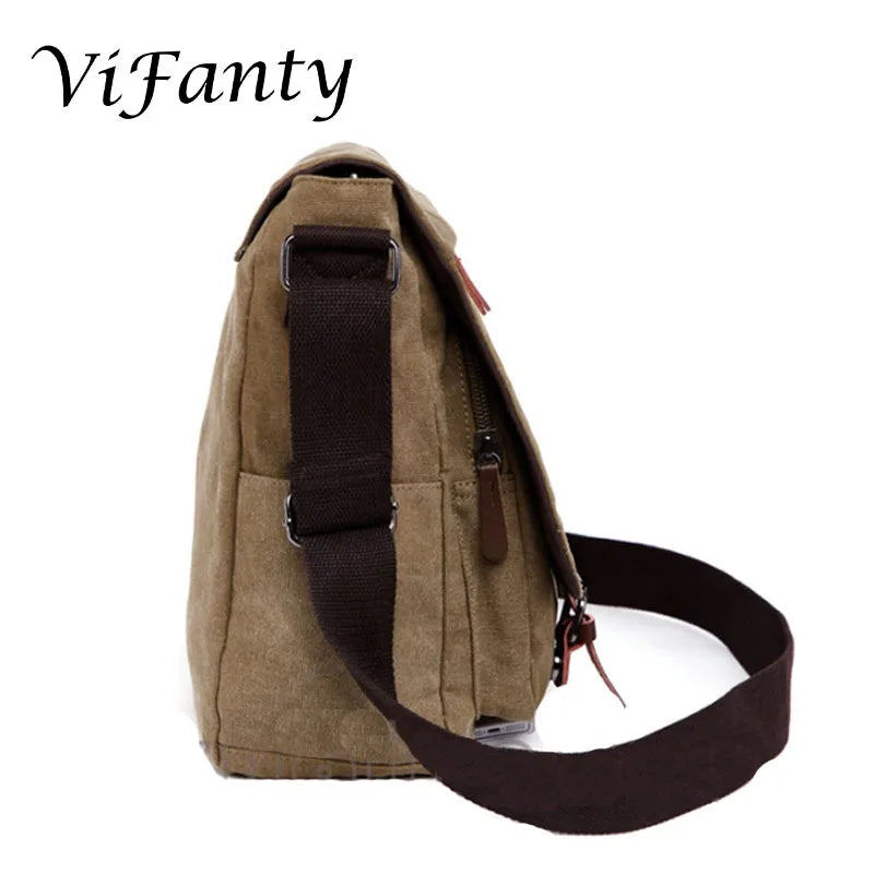 Vintage Canvas Messenger Shoulder Bag for 15inch Laptop