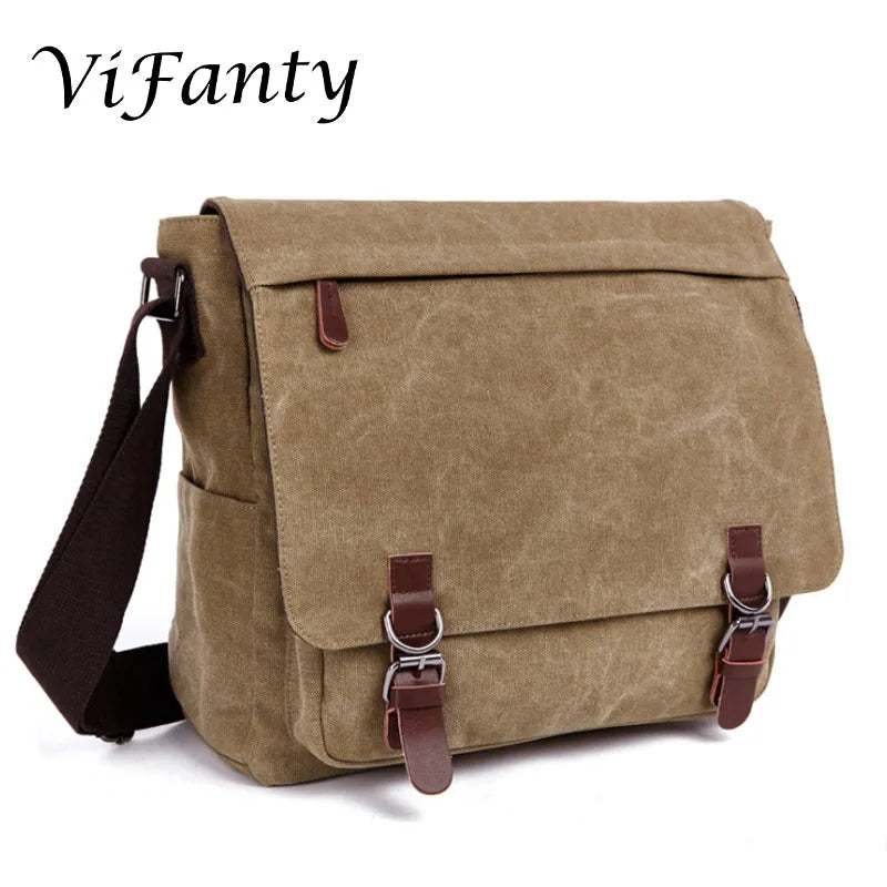 Vintage Canvas Messenger Shoulder Bag for 15inch Laptop