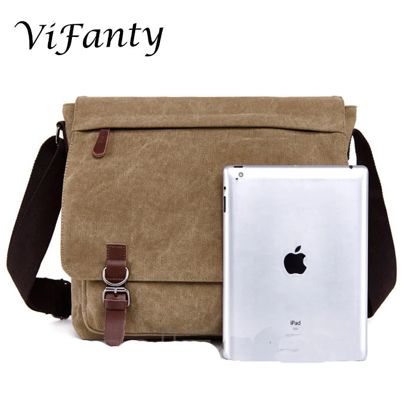 Vintage Canvas Messenger Shoulder Bag for 15inch Laptop