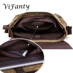 Vintage Canvas Messenger Shoulder Bag for 15inch Laptop
