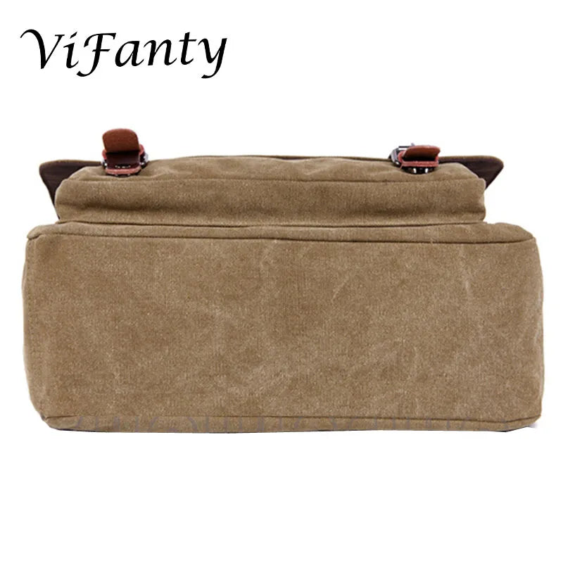 Vintage Canvas Messenger Shoulder Bag for 15inch Laptop