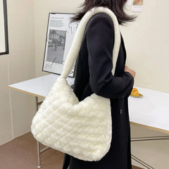 Large Warm Plush Handbag Faux Fur Handbag Winter Furry Crossbody Shoulder Bag