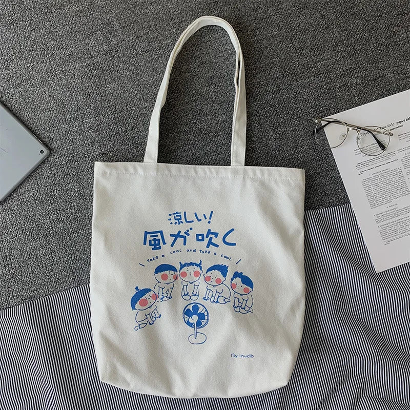 Japanese Cartoon Canvas Tote Bag Eco-Friendly Female Handbag